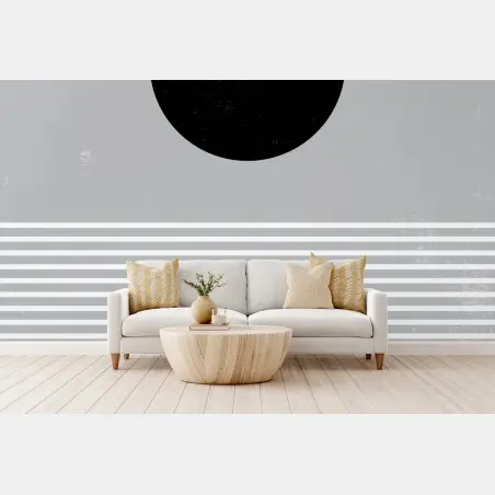 Papier peint cercle noir et rayures minimalistes – Wallnifity®