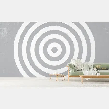 Papier peint composition géométrique concentrique au style grunge – Wallnifity®