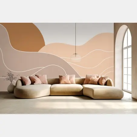 Papier peint paysage abstrait minimaliste aux tons terreux – Wallnifity®