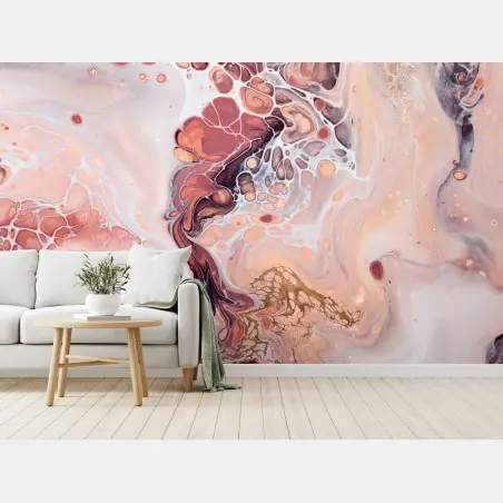 Papier peint abstraction fluide aux accents dorés – Wallnifity®