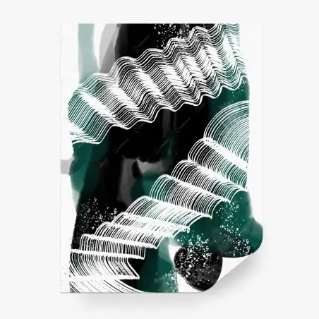 Papier peint vagues graphiques vertes et blanches – Wallnifity®