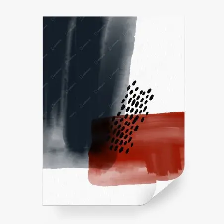 Papier peint abstraction minimaliste bleu marine et rouille – Wallnifity®
