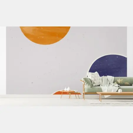 Papier peint horizon minimaliste aux tons chauds – Wallnifity®