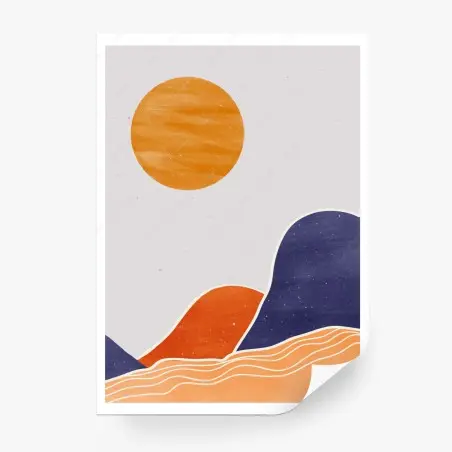 Papier peint horizon minimaliste aux tons chauds – Wallnifity®
