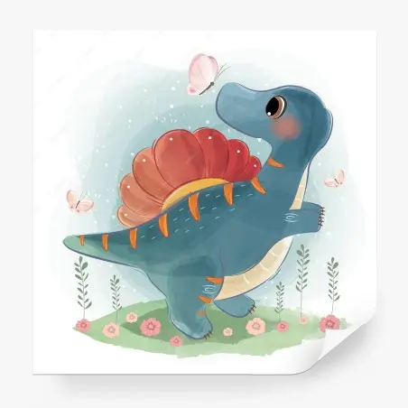 Papier peint dinosaure joyeux dans le jardin – Wallnifity®