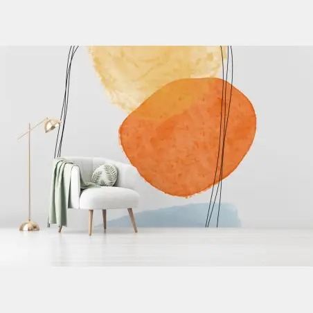 Papier peint composition abstraite en aquarelle aux couleurs chaudes – Wallnifity®