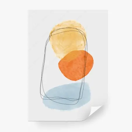 Papier peint composition abstraite en aquarelle aux couleurs chaudes – Wallnifity®