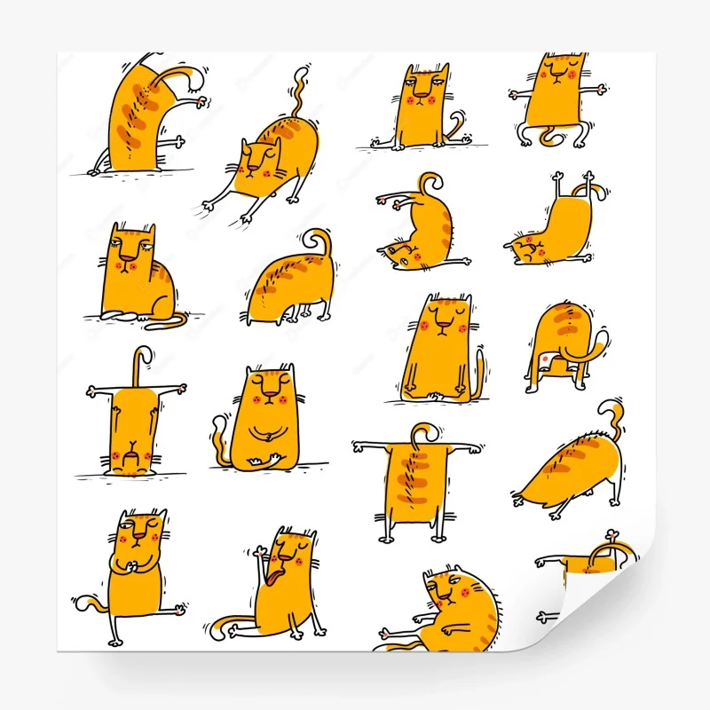 Papier peint collection de chats espiègles en poses humoristiques – Wallnifity® Papier peint collection de chats espiègles en poses humoristiques – Wallnifity®