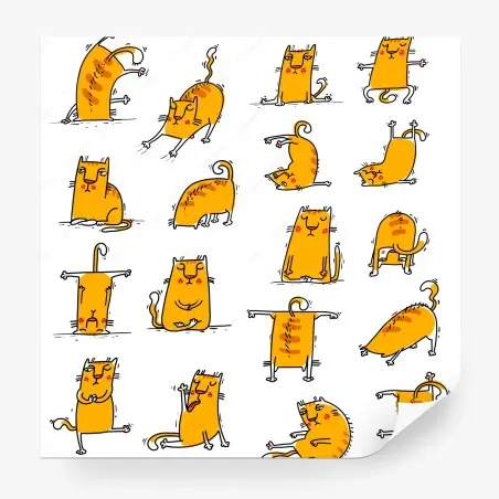 Papier peint collection de chats espiègles en poses humoristiques – Wallnifity®