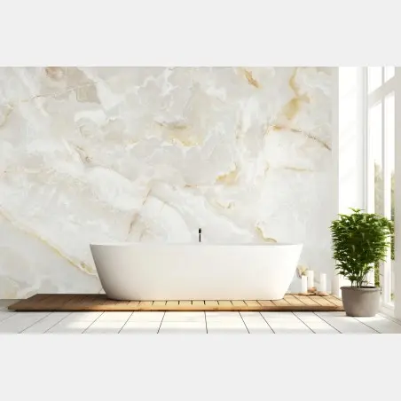 Papier peint marbre blanc aux veines dorées – Wallnifity®