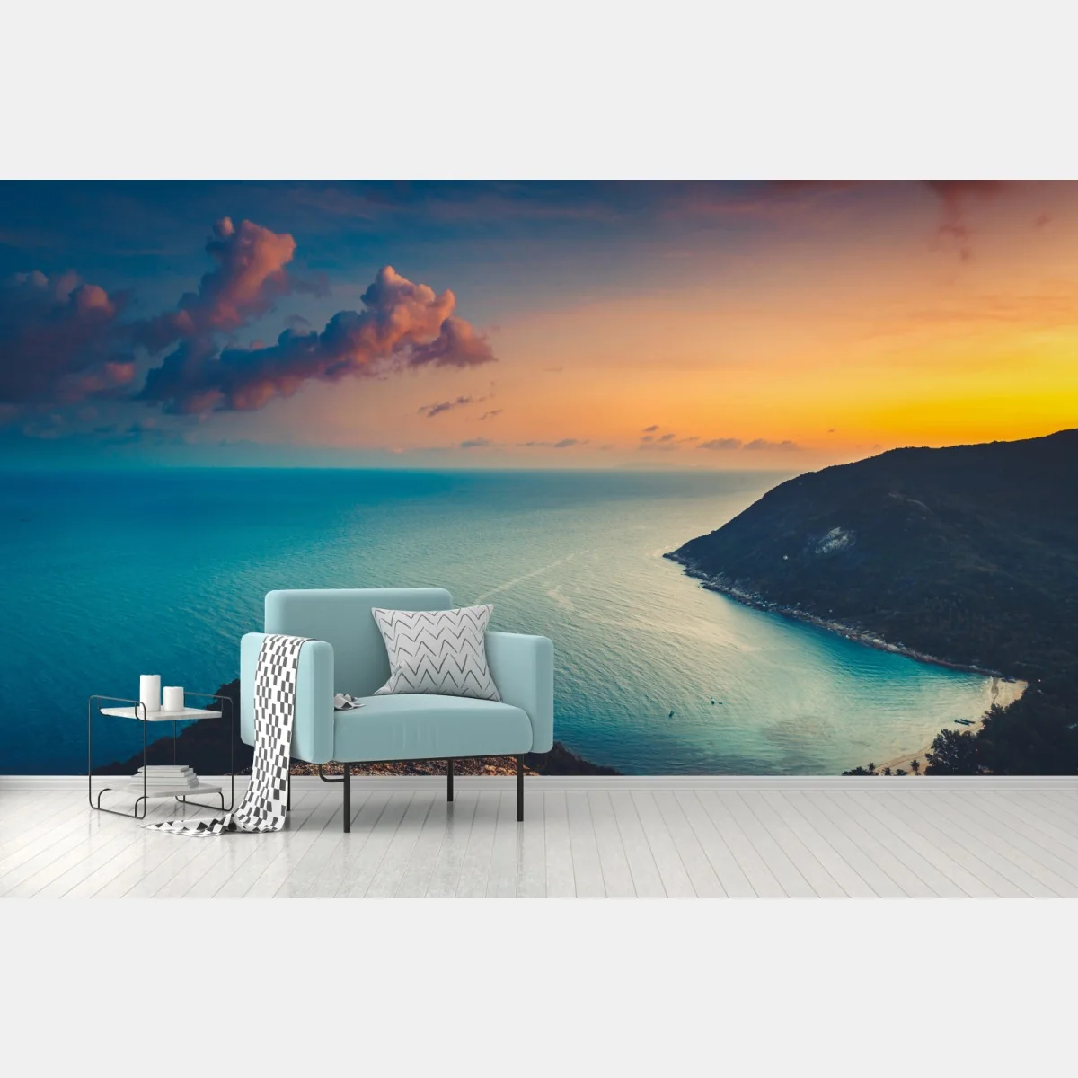 Papier peint baie tropicale au coucher de soleil – Wallnifity® Papier peint baie tropicale au coucher de soleil – Wallnifity®