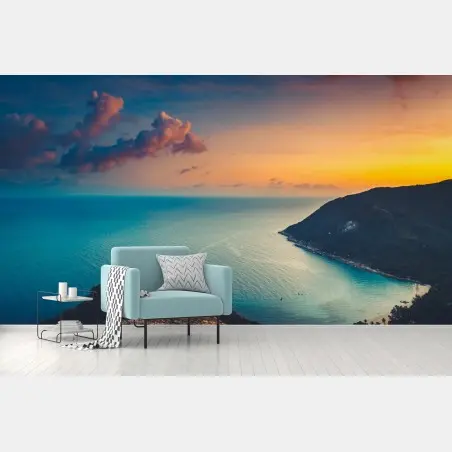 Papier peint baie tropicale au coucher de soleil – Wallnifity®