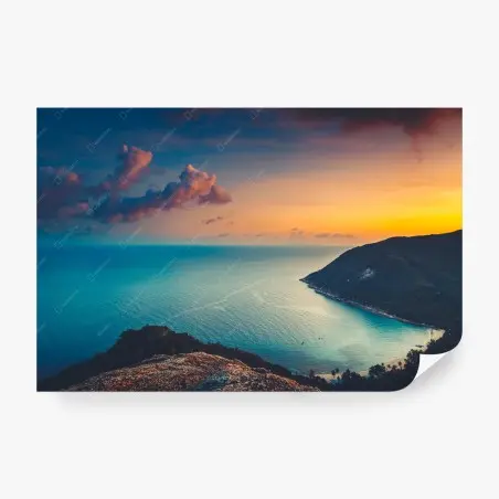 Papier peint baie tropicale au coucher de soleil – Wallnifity®