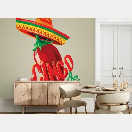 Papier peint piment festif au sombrero coloré – Wallnifity®