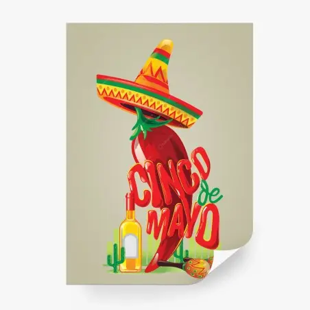 Papier peint piment festif au sombrero coloré – Wallnifity®