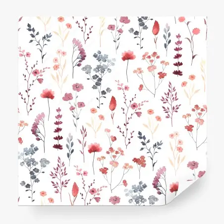 Papier peint motif floral aquarelle rose et gris – Wallnifity®