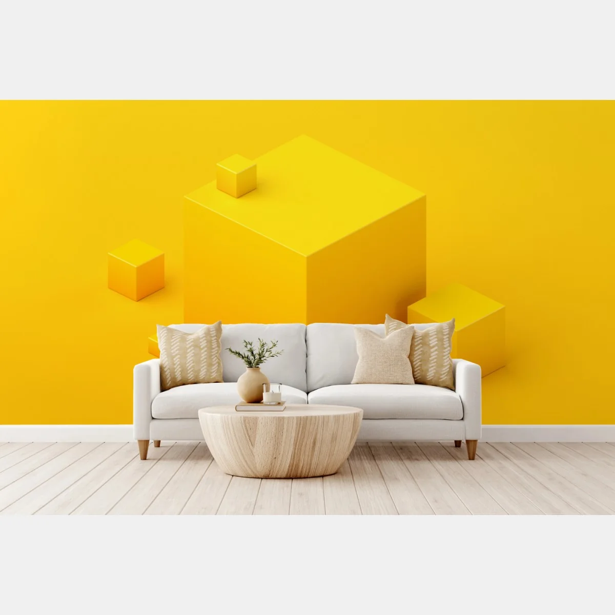 Papier peint composition géométrique jaune minimaliste – Wallnifity® Papier peint composition géométrique jaune minimaliste – Wallnifity®