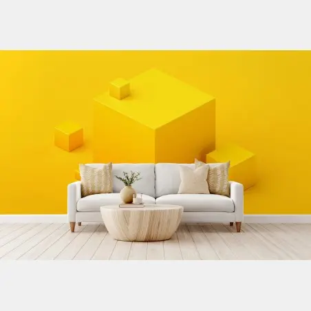 Papier peint composition géométrique jaune minimaliste – Wallnifity®