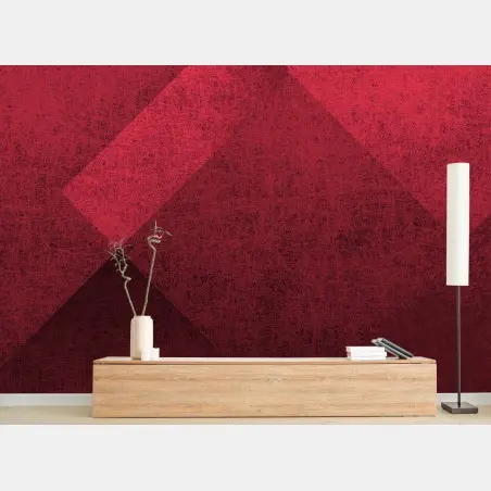 Papier peint motif géométrique rouge vintage – Wallnifity®