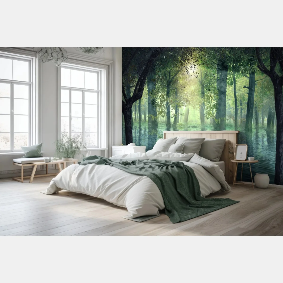 Papier peint forêt hantée baignée de lumière – Wallnifity® Papier peint forêt hantée baignée de lumière – Wallnifity®