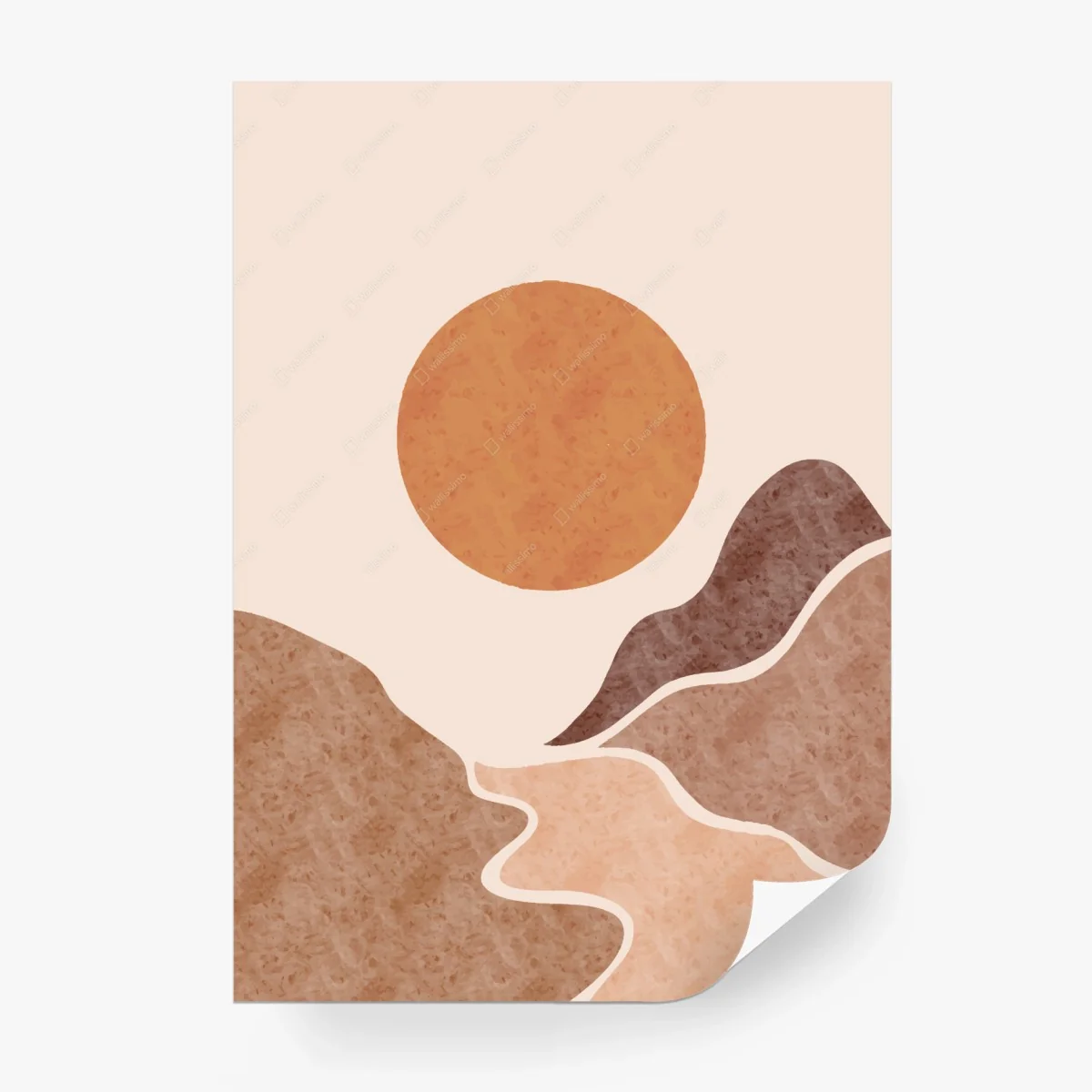 Papier peint soleil terracotta sur collines abstraites – Wallnifity® Papier peint soleil terracotta sur collines abstraites – Wallnifity®
