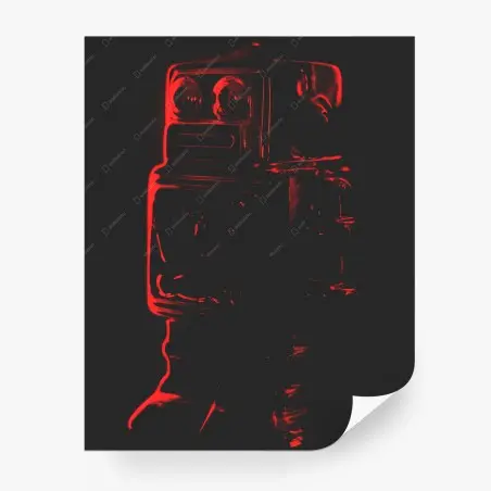 Papier peint robot néon rétro en contre-jour – Wallnifity®
