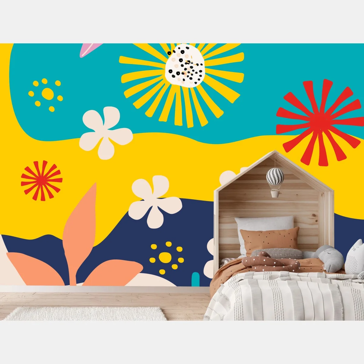 Papier peint motif floral abstrait aux couleurs vives – Wallnifity® Papier peint motif floral abstrait aux couleurs vives – Wallnifity®