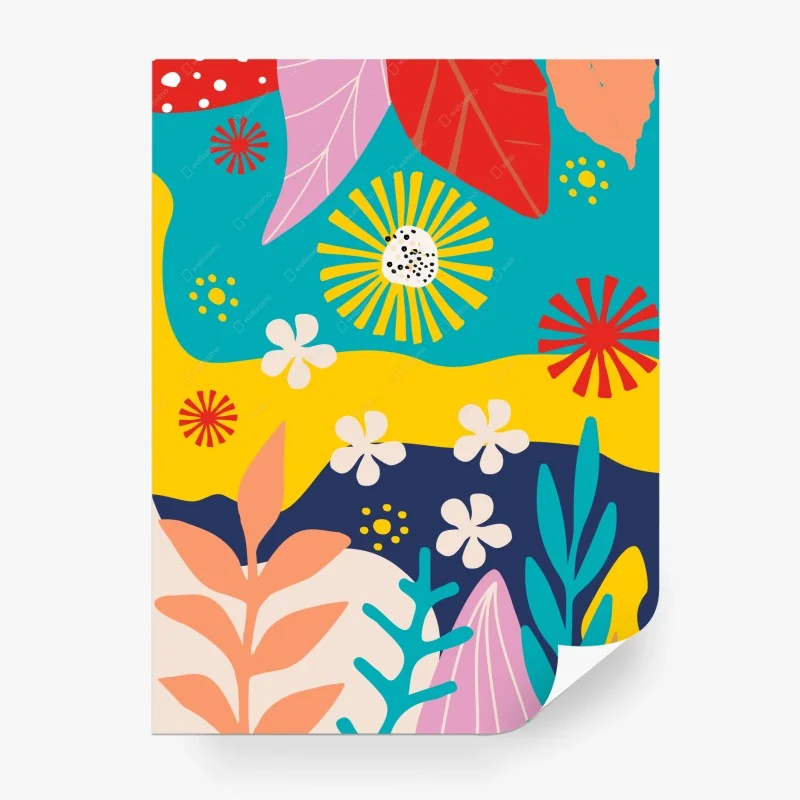 Papier peint motif floral abstrait aux couleurs vives – Wallnifity® Papier peint motif floral abstrait aux couleurs vives – Wallnifity®