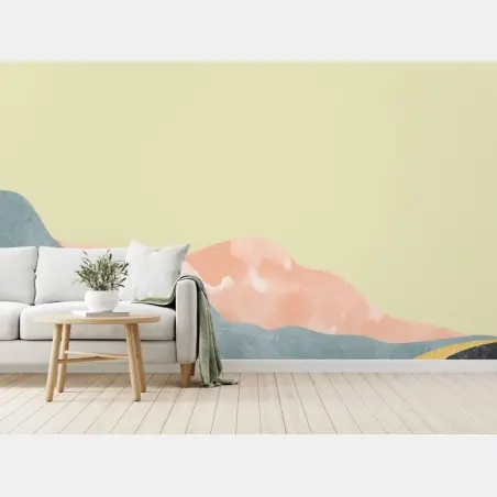 Papier peint paysage abstrait aux couches pastel – Wallnifity®