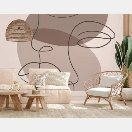 Papier peint visages en un trait minimalistes – Wallnifity®