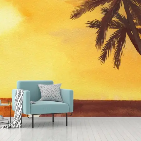 Papier peint coucher de soleil tropical au bord de la mer – Wallnifity®