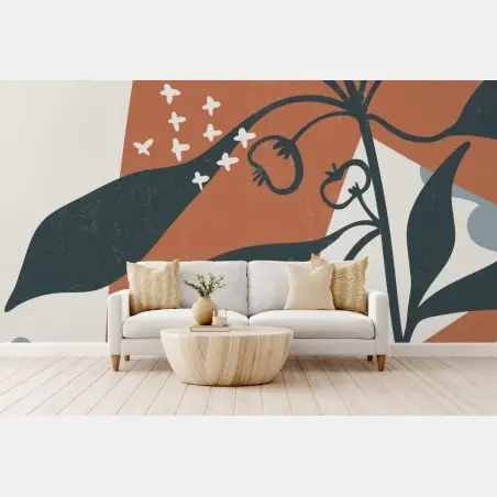 Papier peint composition botanique minimaliste abstraite – Wallnifity®