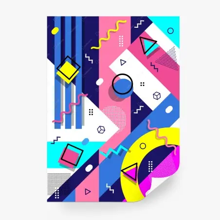 Papier peint design géométrique rétro multicolore – Wallnifity®