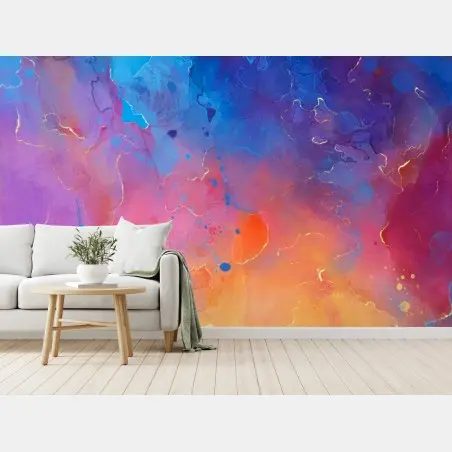 Papier peint abstraction colorée aux reflets dorés – Wallnifity®