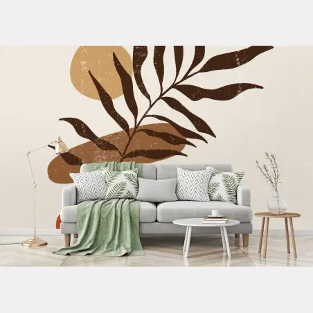 Papier peint composition botanique minimaliste en tons terre – Wallnifity®