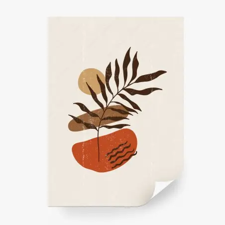 Papier peint composition botanique minimaliste en tons terre – Wallnifity®