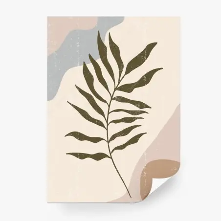 Papier peint feuille botanique minimaliste aux teintes terreuses – Wallnifity®