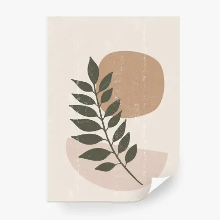 Papier peint feuille bohème minimaliste aux tons terre – Wallnifity®