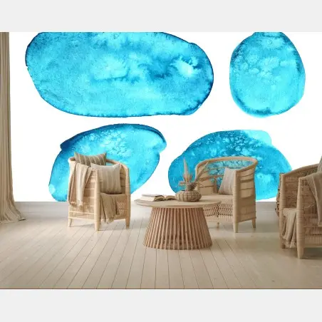 Papier peint composition aquarelle bleue minimaliste – Wallnifity®