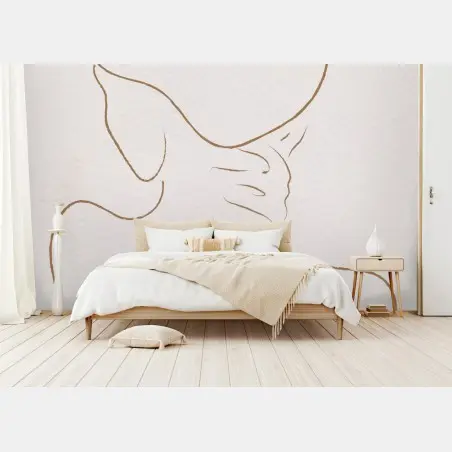 Papier peint silhouette féminine minimaliste aux lignes dorées – Wallnifity®