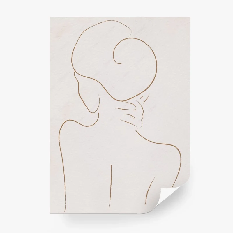 Papier peint silhouette féminine minimaliste aux lignes dorées – Wallnifity®