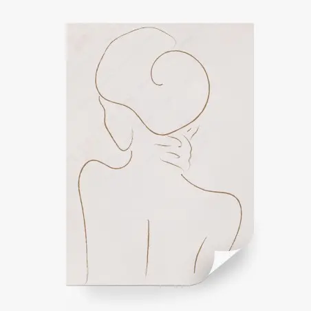 Papier peint silhouette féminine minimaliste aux lignes dorées – Wallnifity®