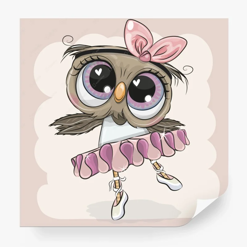 Papier peint chouette ballerine aux grands yeux – Wallnifity® Papier peint chouette ballerine aux grands yeux – Wallnifity®