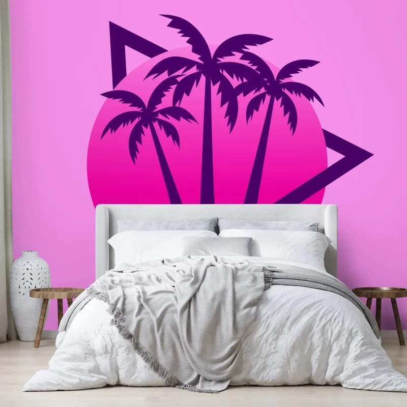 Papier peint paysage synthwave palmiers au coucher de soleil – Wallnifity® Papier peint paysage synthwave palmiers au coucher de soleil – Wallnifity®