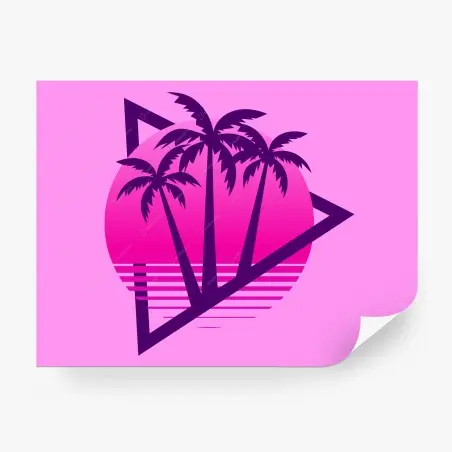 Papier peint paysage synthwave palmiers au coucher de soleil – Wallnifity®