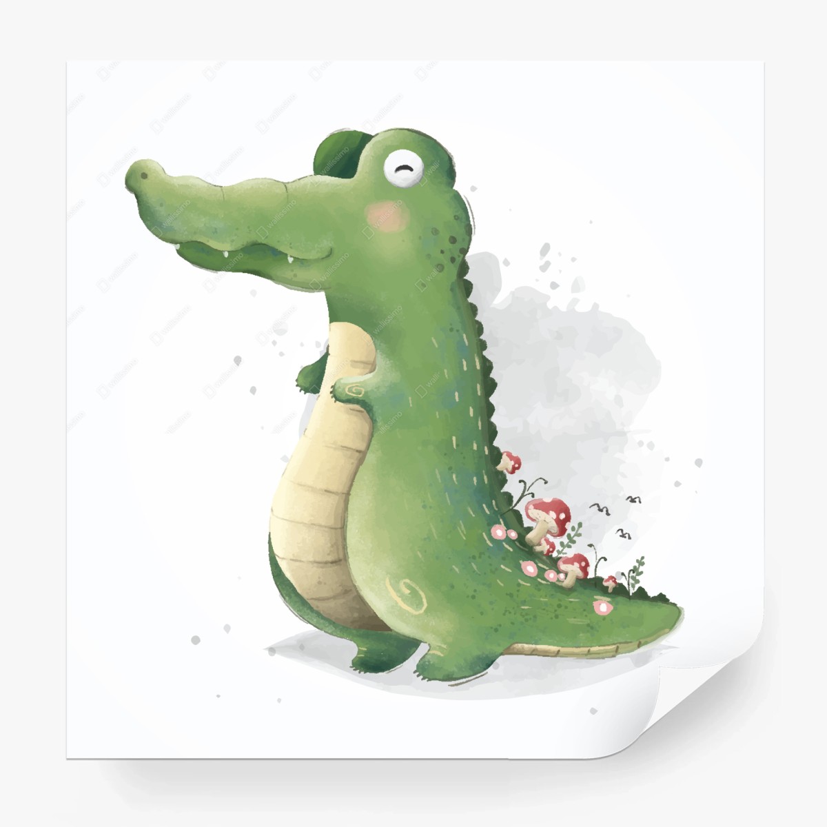 Papier peint crocodile au jardin des champignons – Wallnifity®