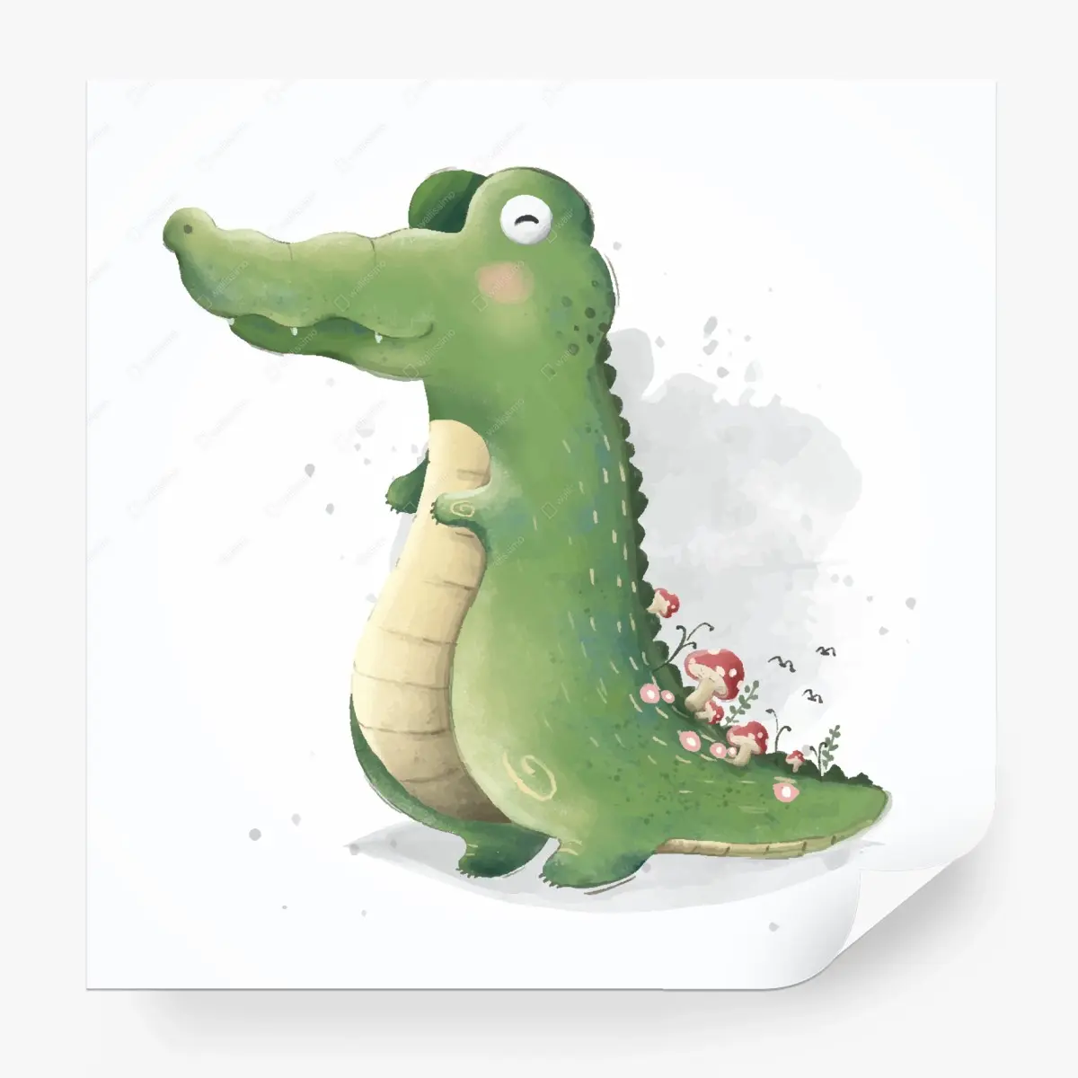 Papier peint crocodile au jardin des champignons – Wallnifity®