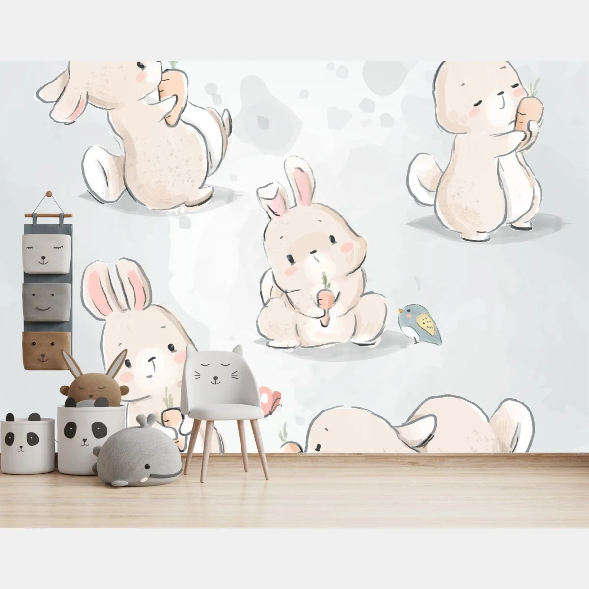 Papier peint motif lapins mignons et carottes – Wallnifity® Papier peint motif lapins mignons et carottes – Wallnifity®