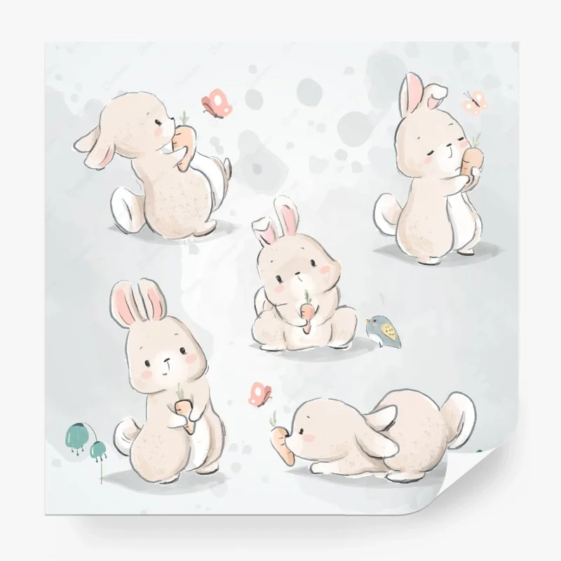 Papier peint motif lapins mignons et carottes – Wallnifity® Papier peint motif lapins mignons et carottes – Wallnifity®