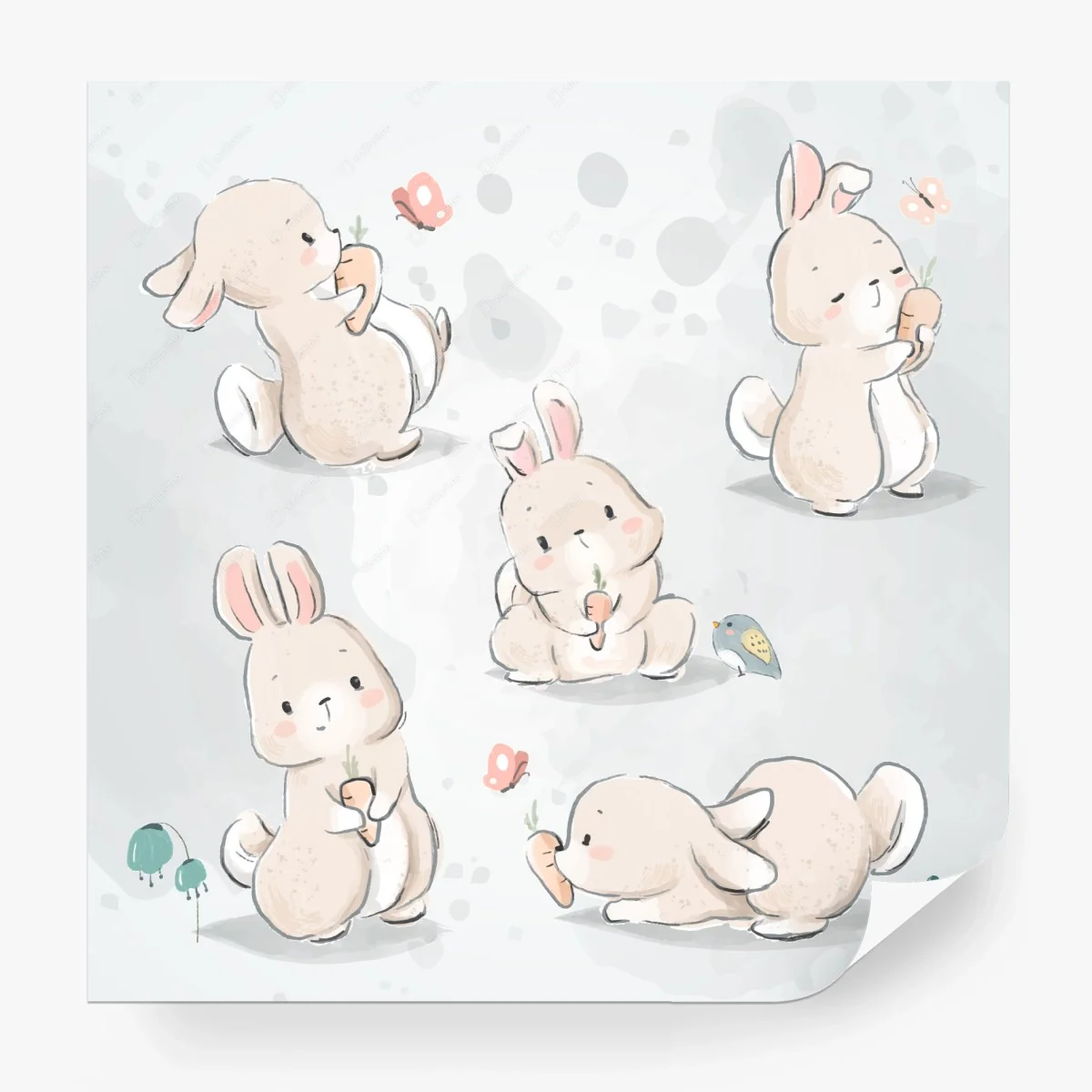 Papier peint motif lapins mignons et carottes – Wallnifity® Papier peint motif lapins mignons et carottes – Wallnifity®